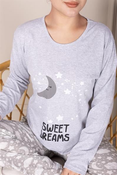 SWEET DREAMS PATTERNED PAJAMAS SET GREY