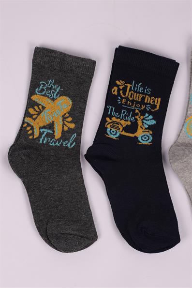 مجموعة جوارب للأولاد مكونة من 4 قطع منقوشة على شكل مركبات ASORTI