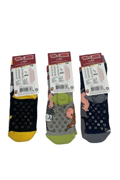 مجموعة جوارب توم وجيري المضادة للانزلاق بمقبس المناشف ASORTI