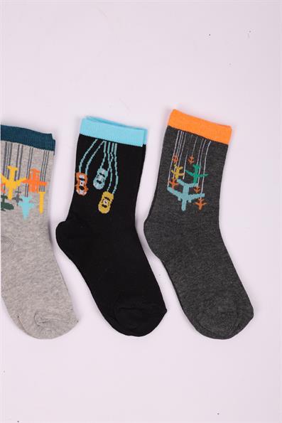 طقم من 4 جوارب للأولاد بنقشة طائرة ASORTI