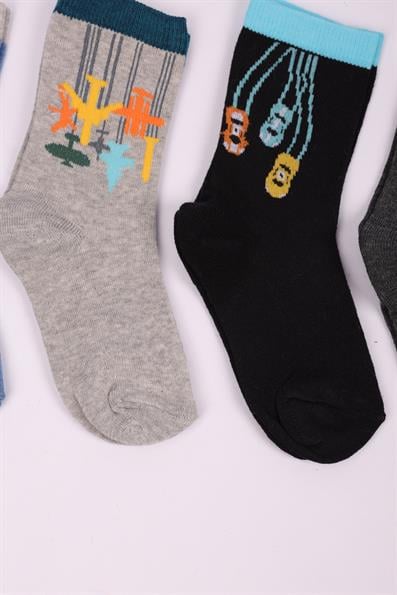 طقم من 4 جوارب للأولاد بنقشة طائرة ASORTI