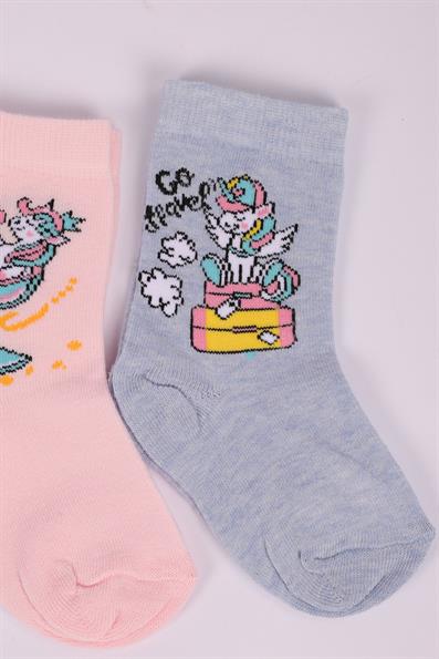 طقم جوارب للفتيات مكون من 4 قطع بتصميم وحيد القرن ASORTI