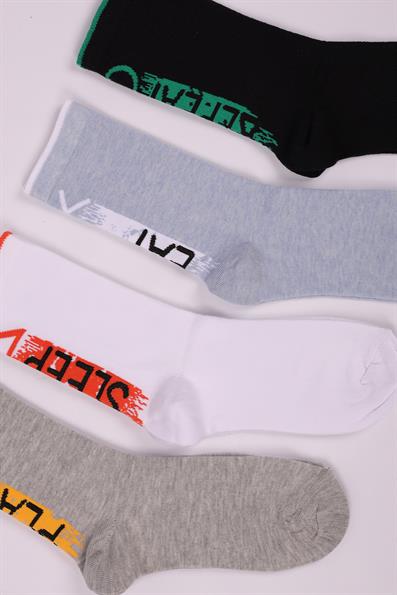 مجموعة من 4 جوارب للأولاد مع نص شعار ASORTI