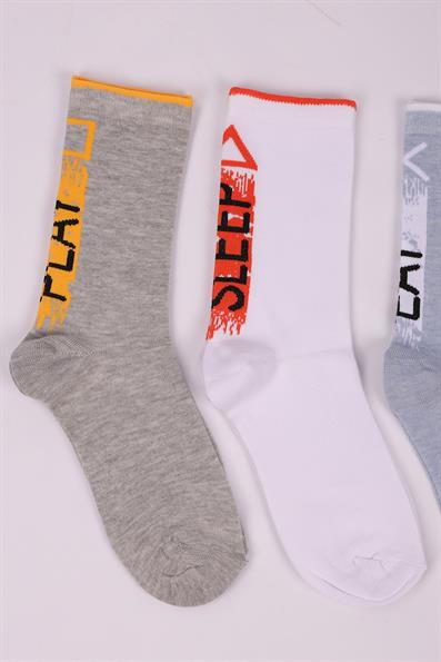 مجموعة من 4 جوارب للأولاد مع نص شعار ASORTI