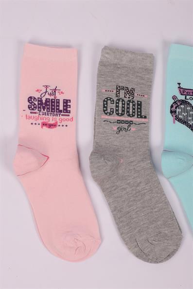 مجموعة من 4 جوارب بناتي مع نص شعار ASORTI