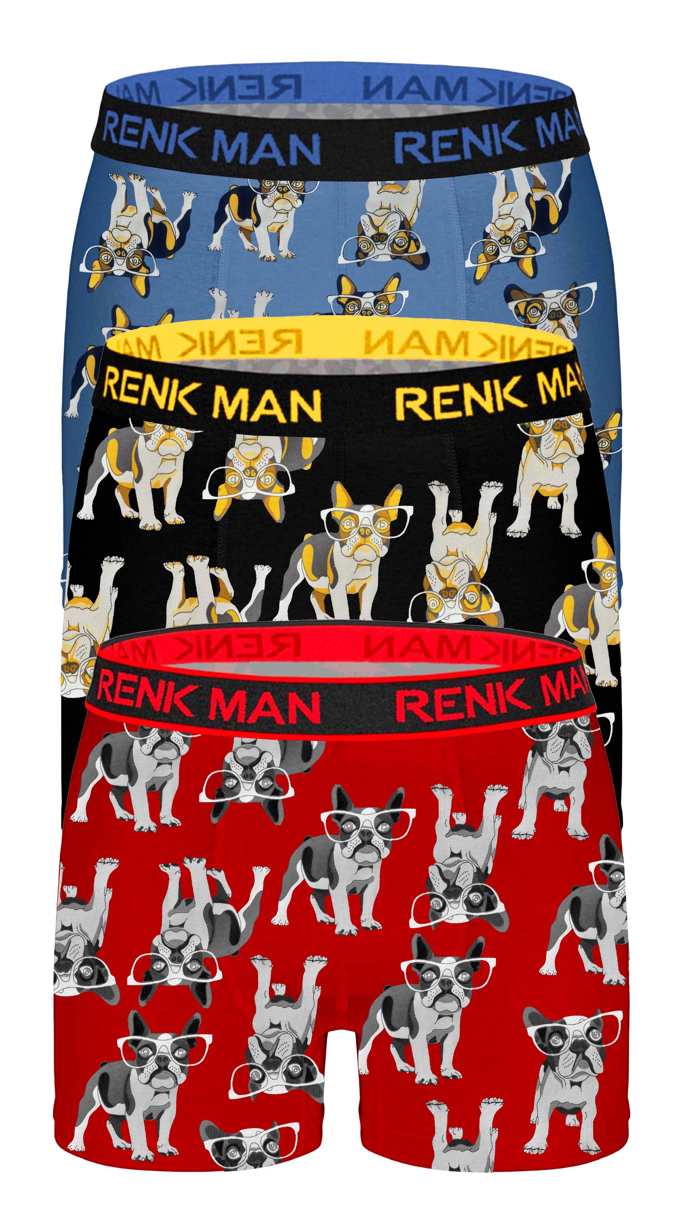 طقم بوكسر ليكرا منقوش مكون من 3 قطع ASORTI