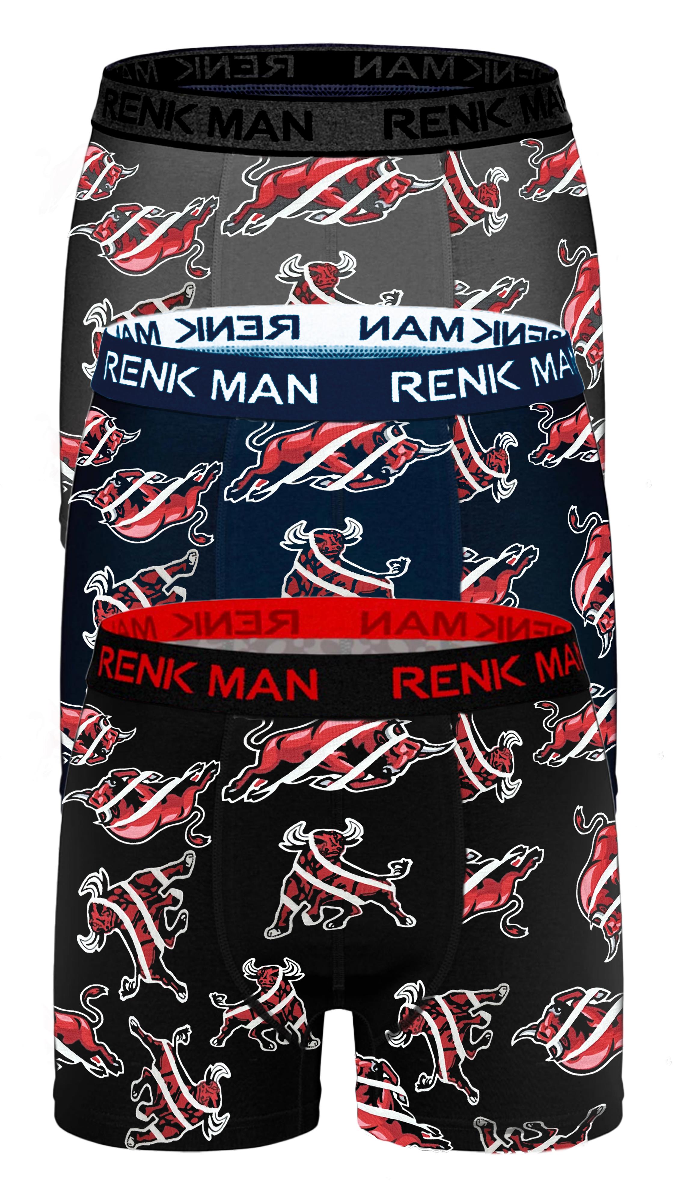 طقم بوكسر ليكرا منقوش مكون من 3 قطع ASORTI