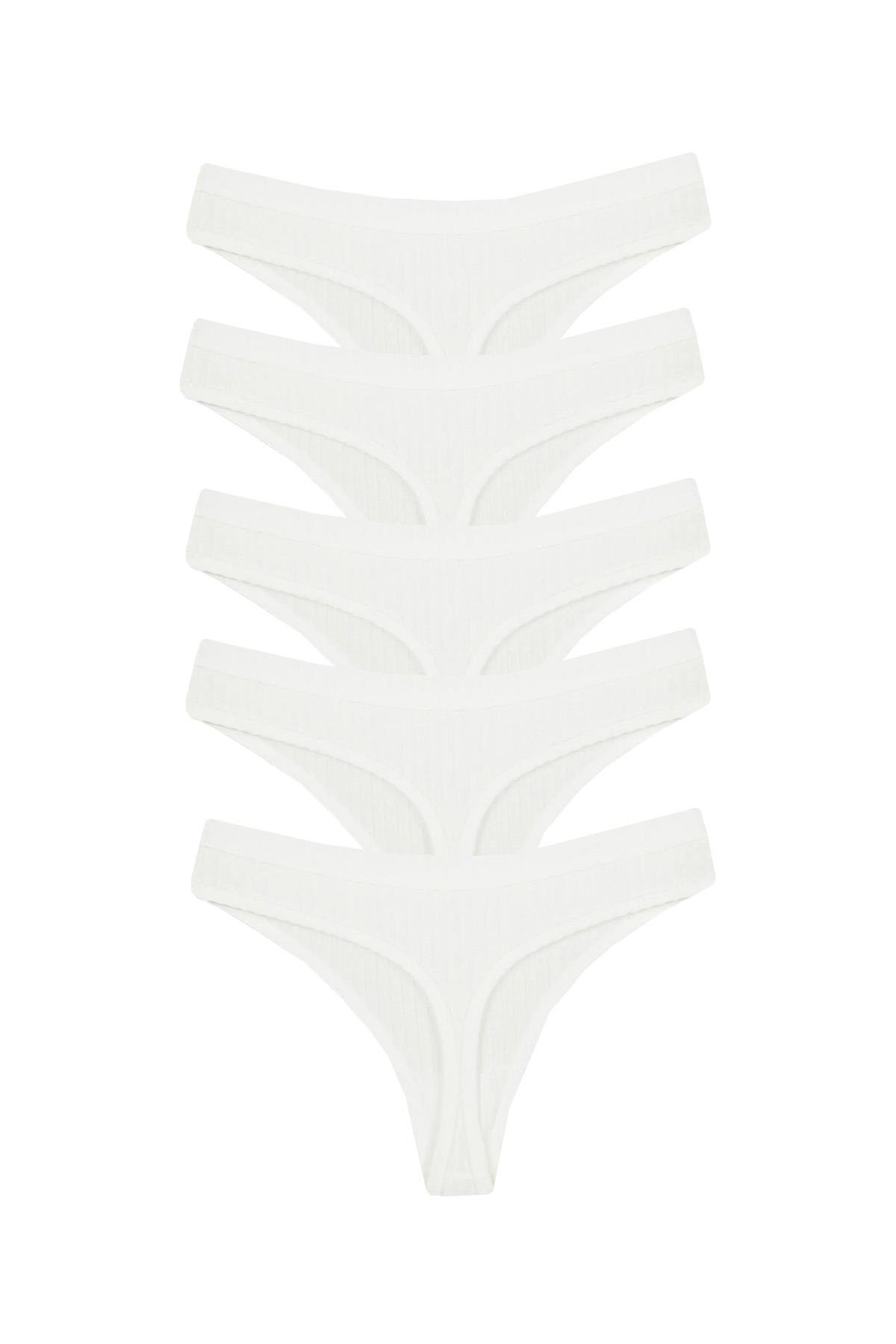 5 Pack Cotton Thong WHITE