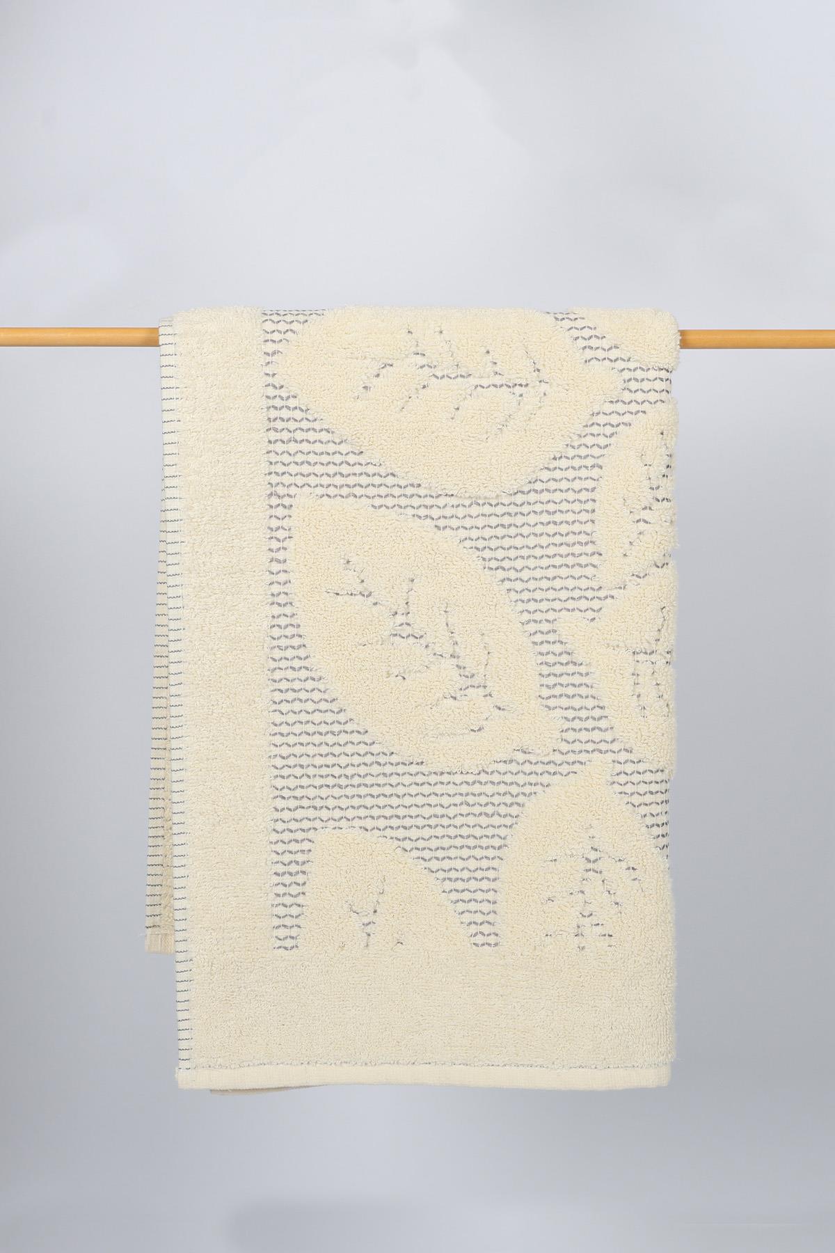 منشفة يد للقدم منقوشة ذاتيًا مقاس 70 × 50 سم، رمادية