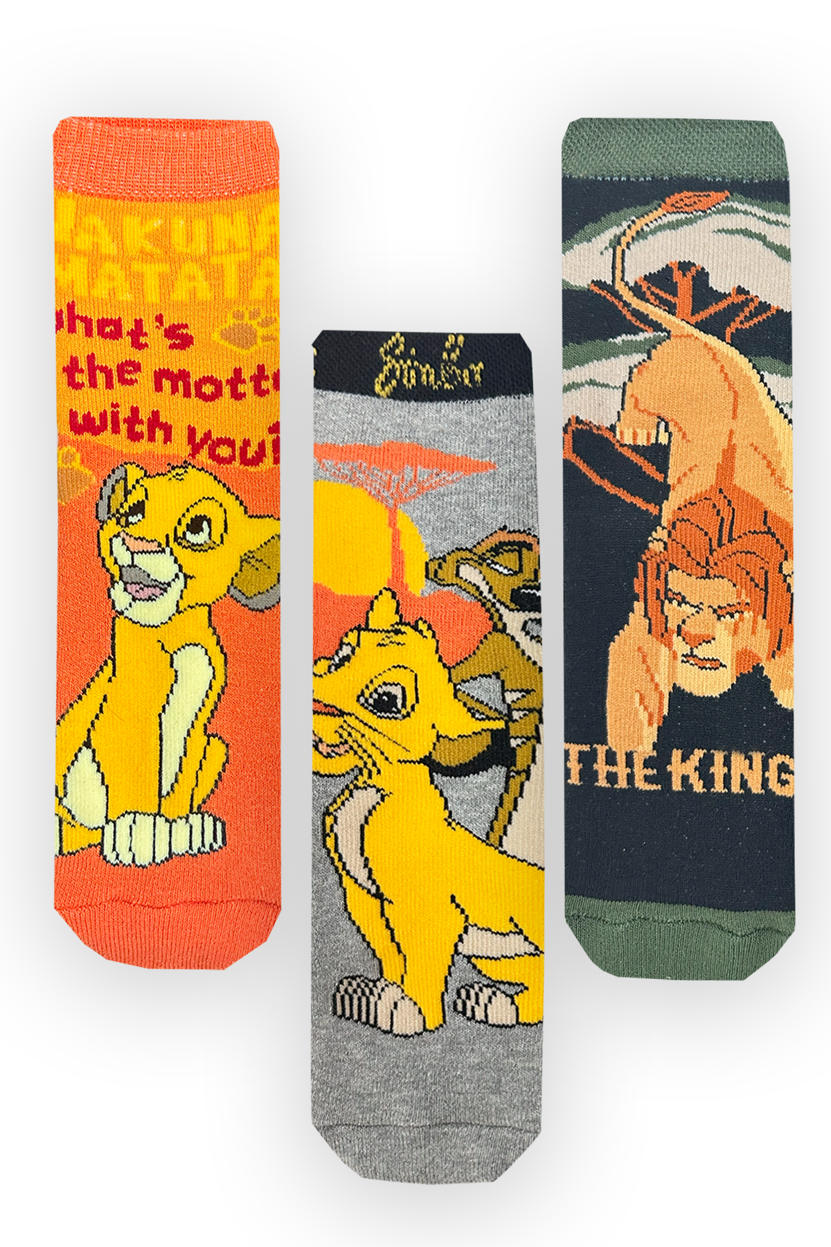 مجموعة جوارب من 3 قطع من منشفة Lion King Six المضادة للانزلاق ASORTI