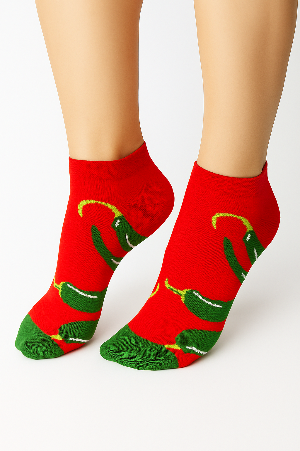 DESENLİ PATİK ÇORAP KIRMIZI- BİBER