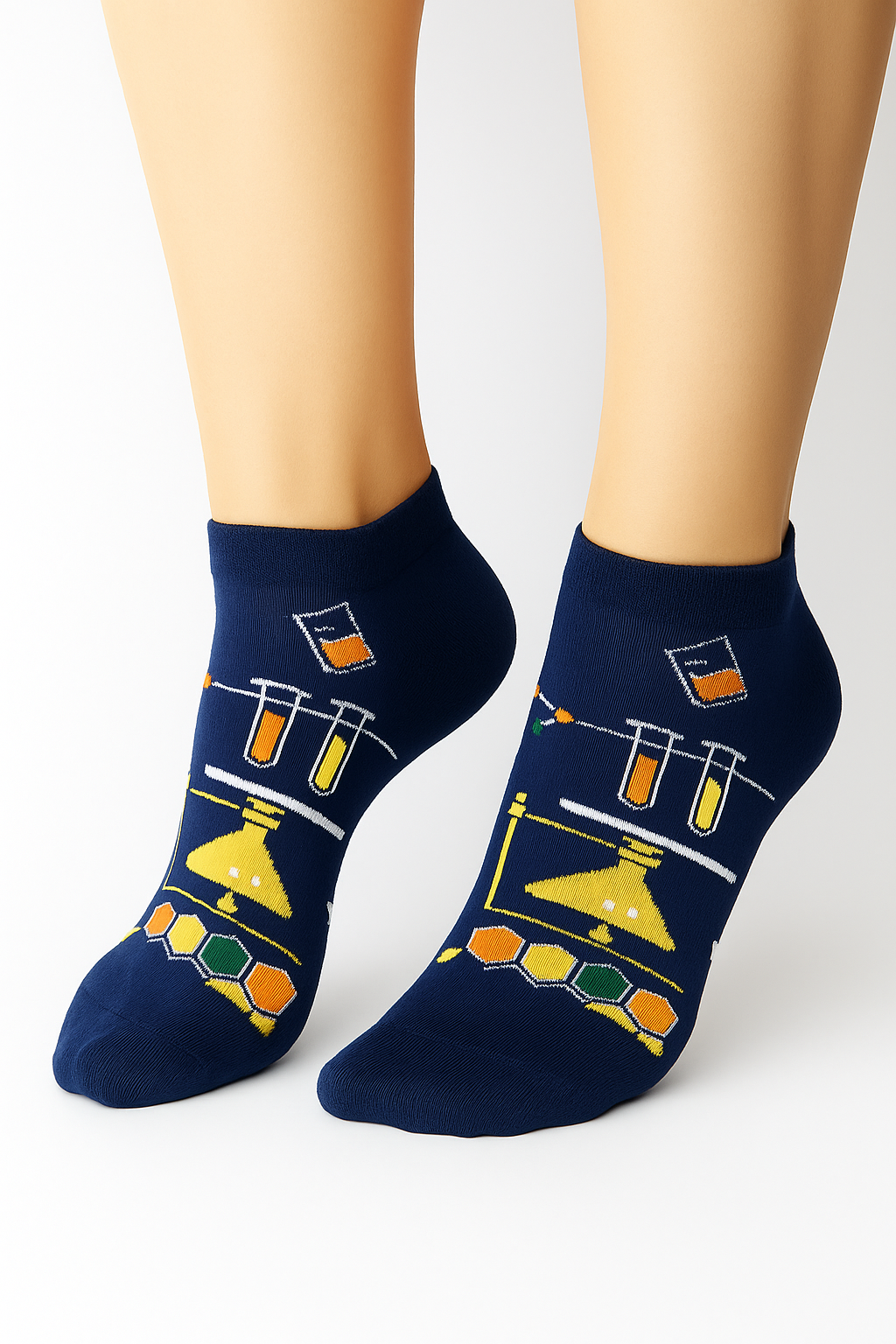 جوارب منقوشة، جوارب باللون الأزرق الداكن، تجربة