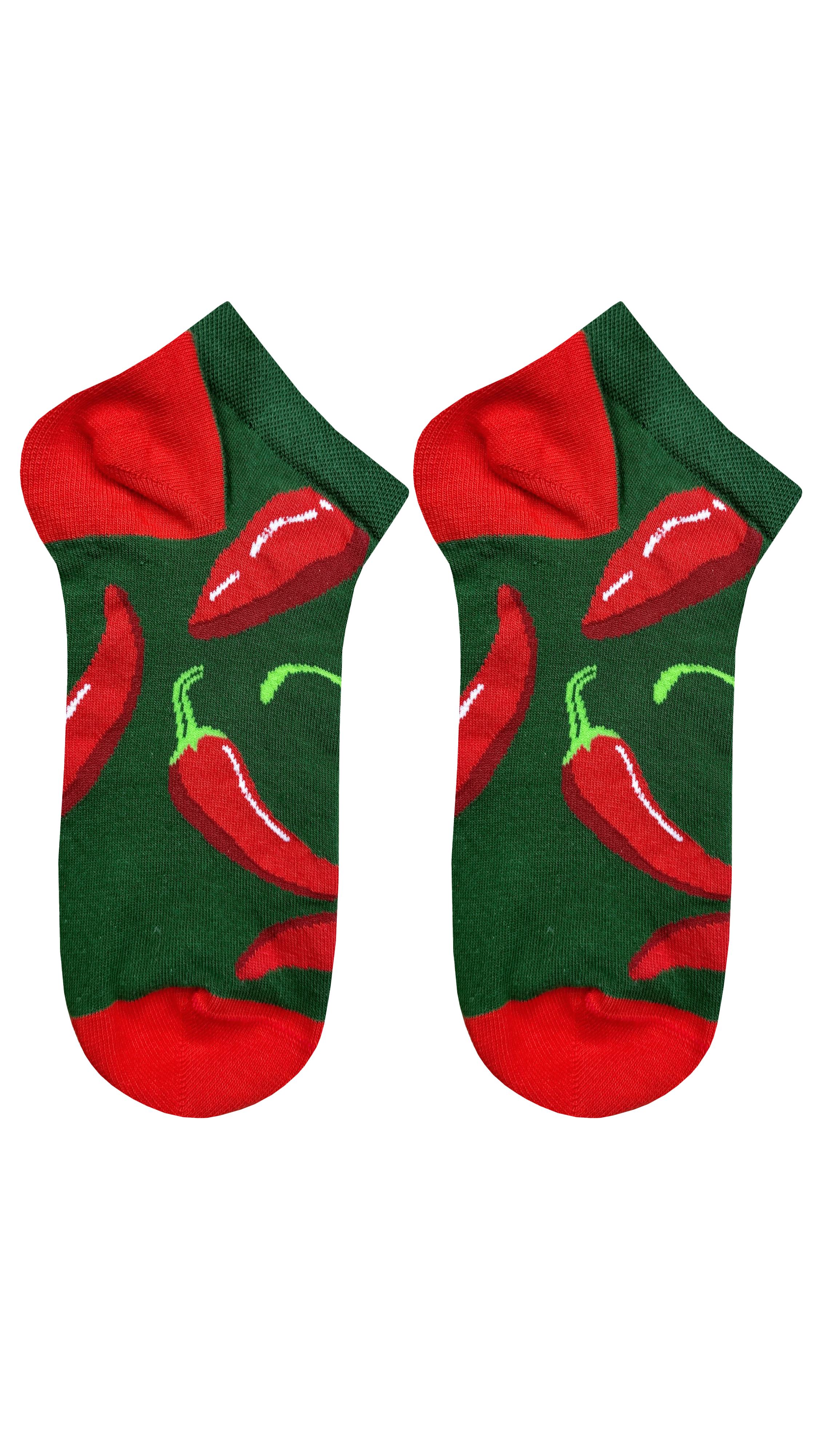 جوارب منقوشة بالفلفل الأخضر والأحمر