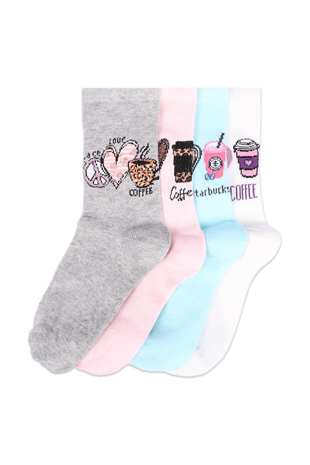 طقم من 4 جوارب بناتي منقوشة على شكل قلب ASORTI