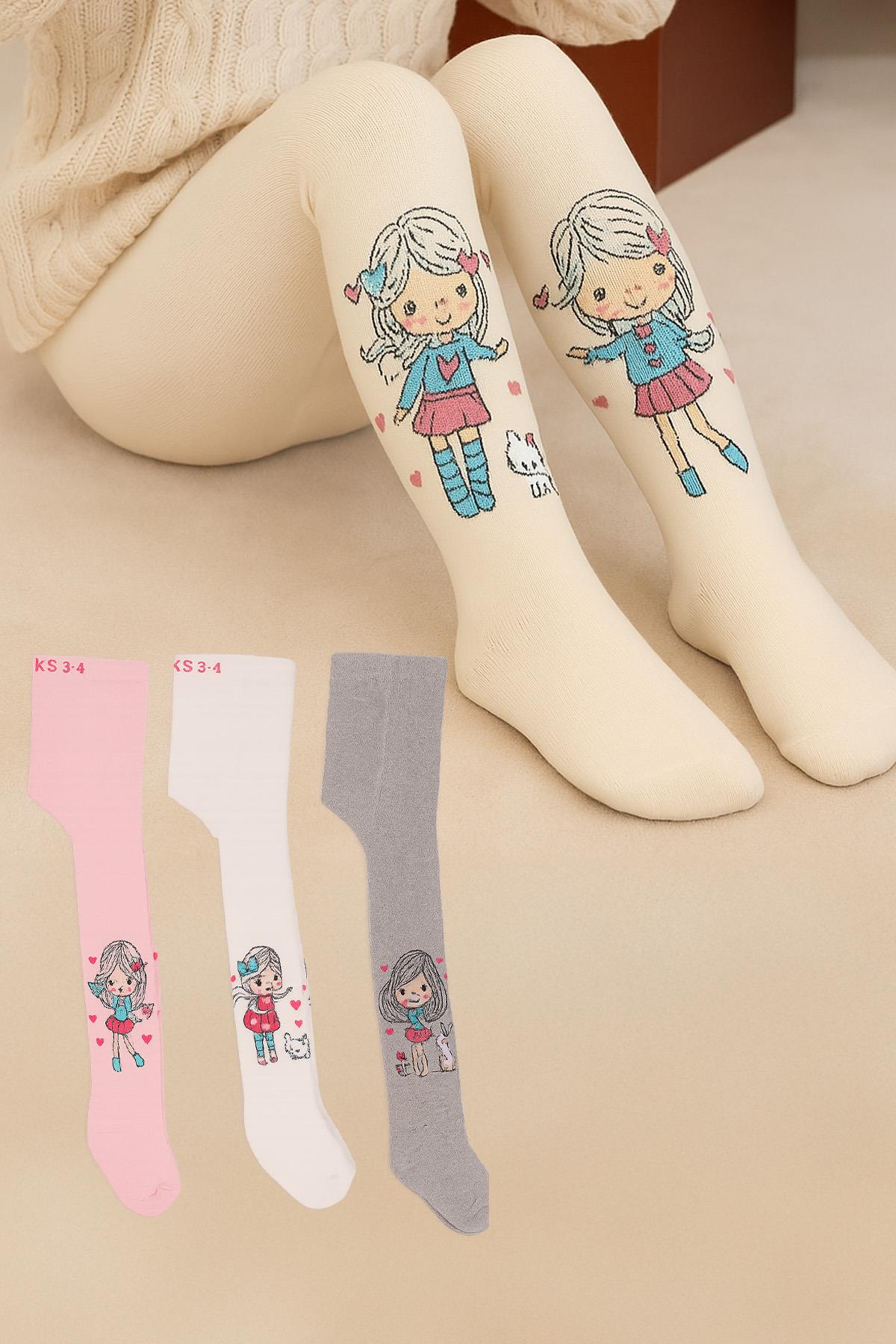 مجموعة جوارب طويلة للمناشف للفتيات مكونة من 3 قطع من Character ASORTI