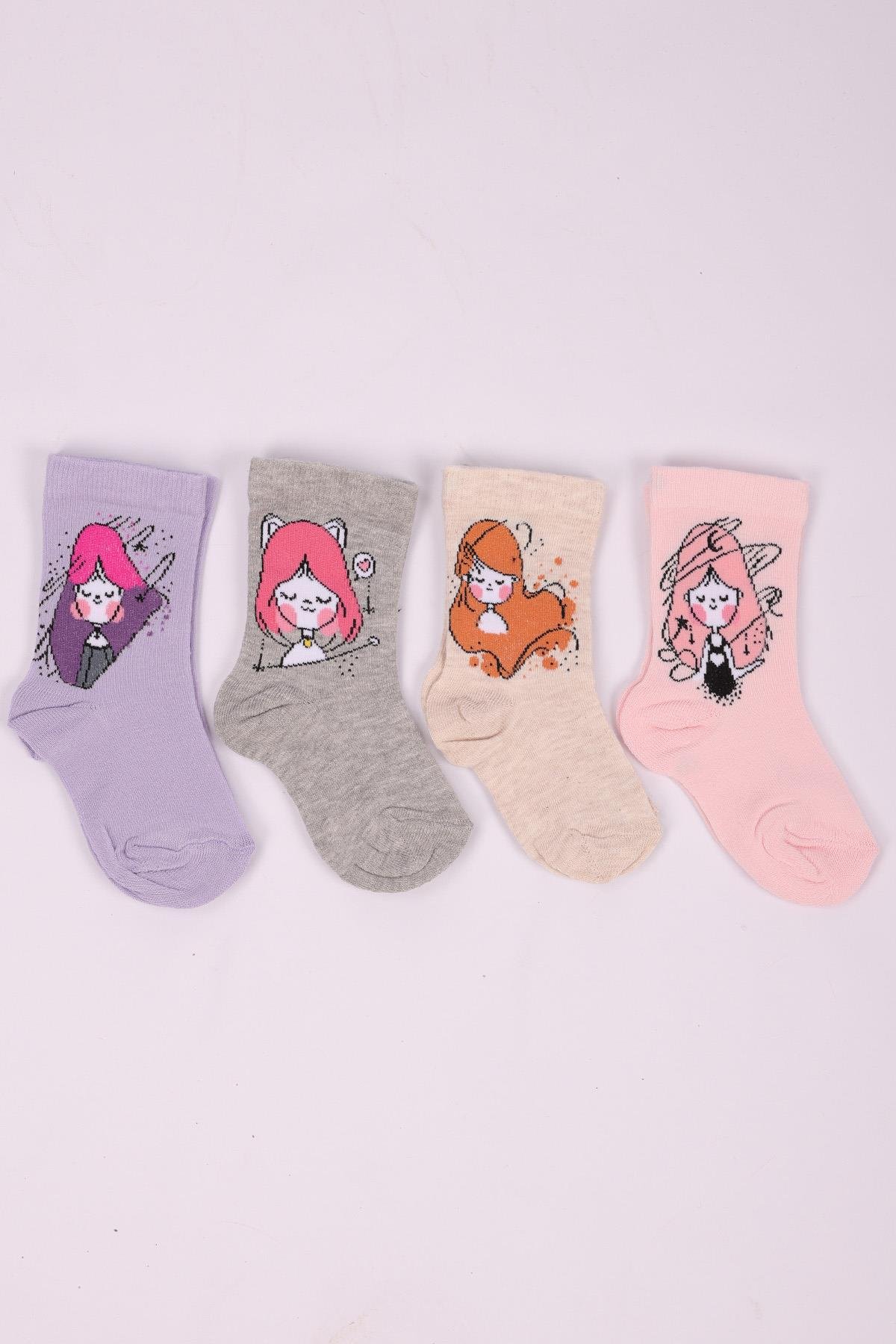 مجموعة شخصيات مكونة من 4 جوارب للفتيات ASORTI
