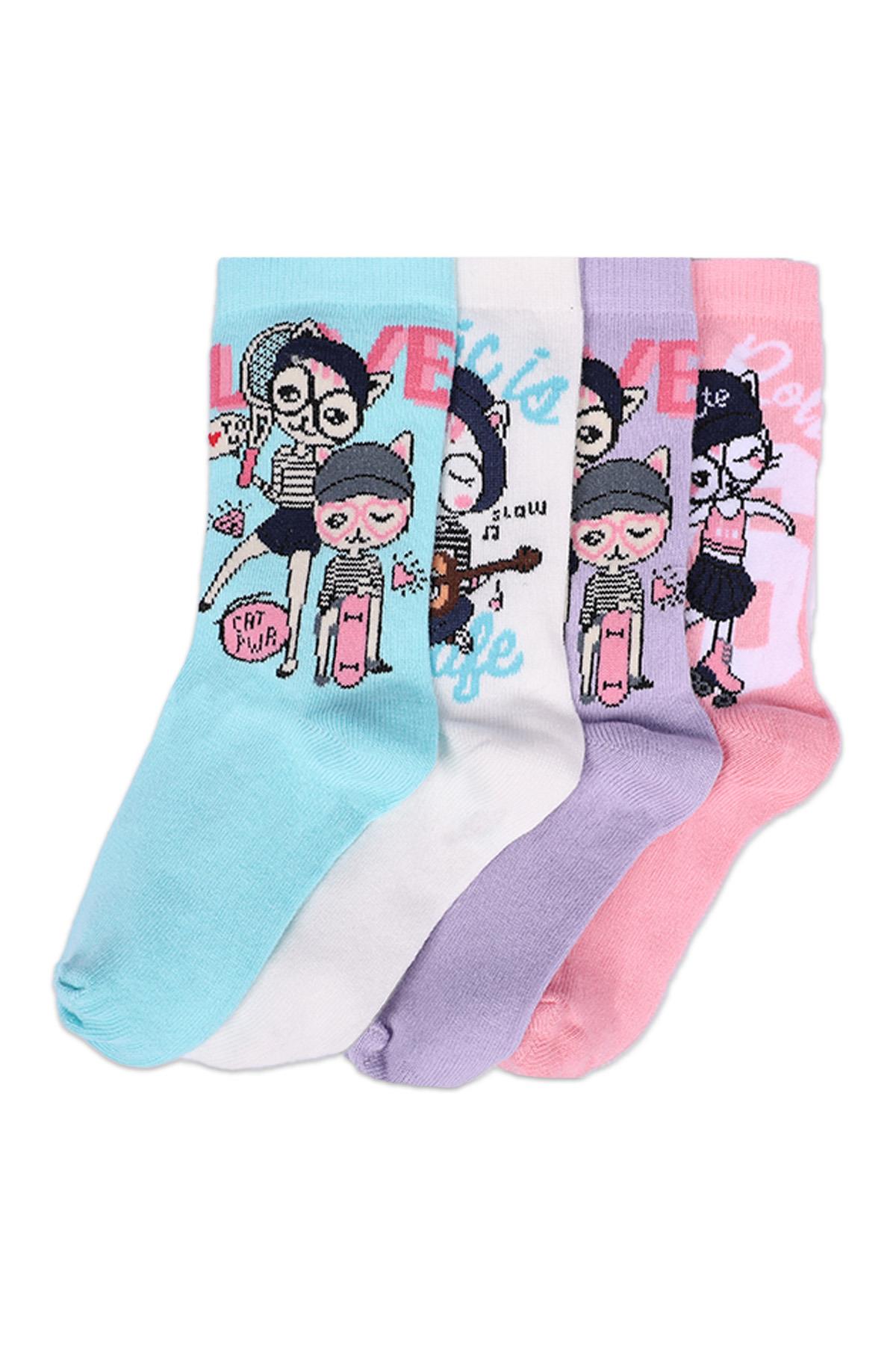 مجموعة شخصيات مكونة من 4 جوارب للفتيات ASORTI