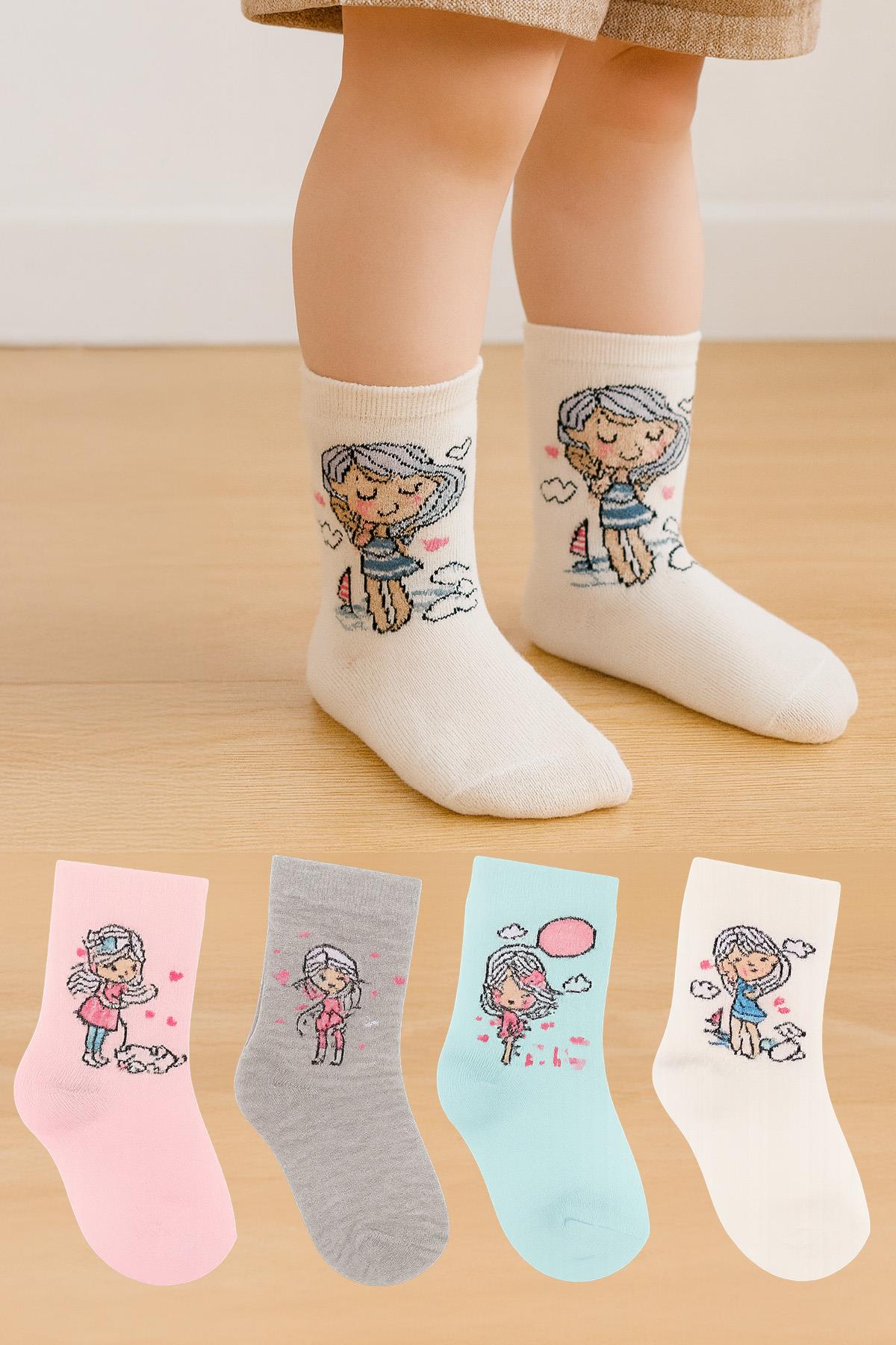 مجموعة شخصيات مكونة من 4 جوارب للفتيات ASORTI