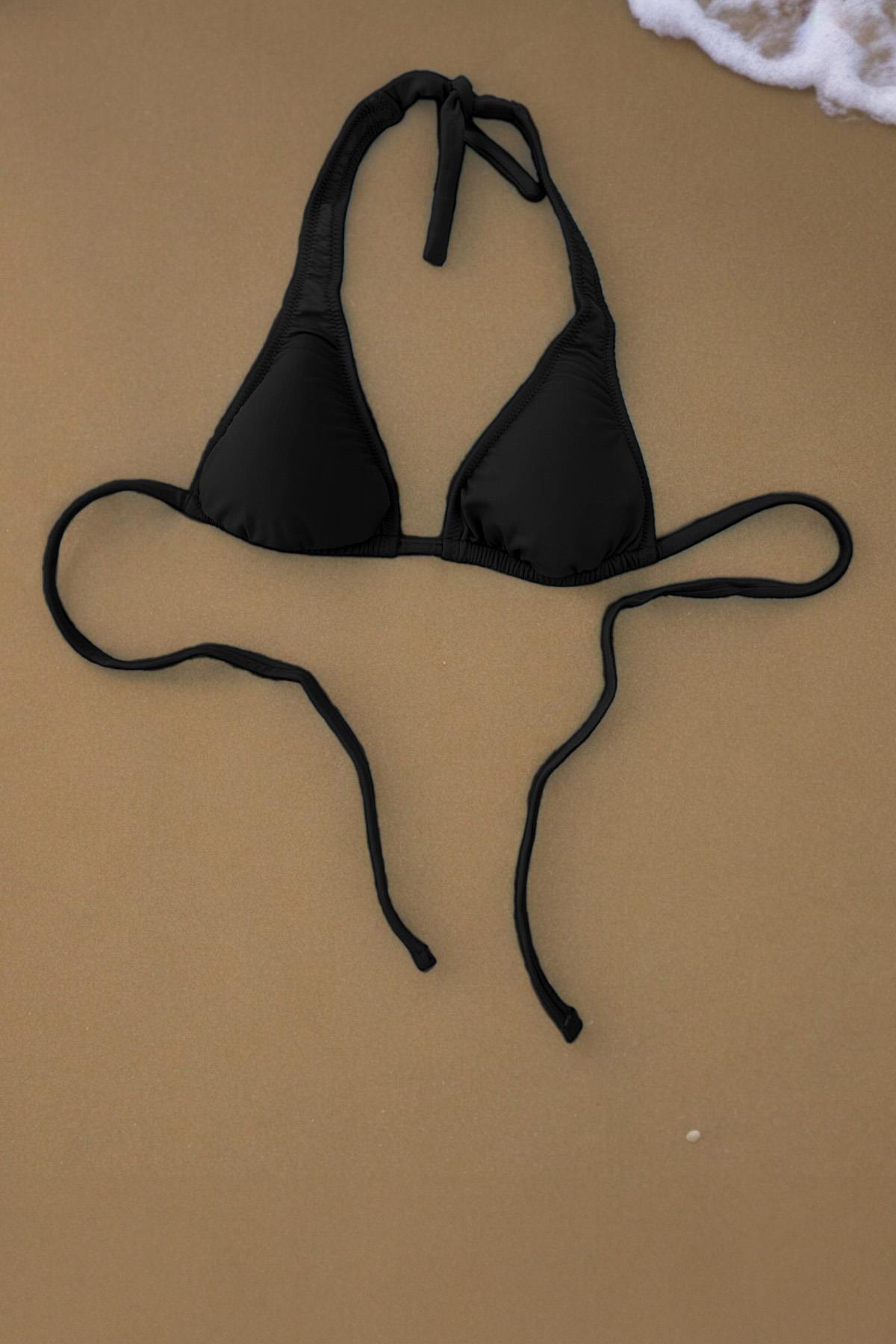 KIONE TRIANGLE BIKINI TOP WITH NECK closure, BLACK