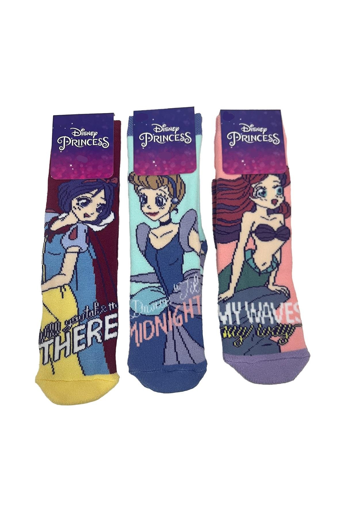 مجموعة مناشف مضادة للانزلاق لشخصيات الأميرة مكونة من 3 قطع من الجوارب ASORTI