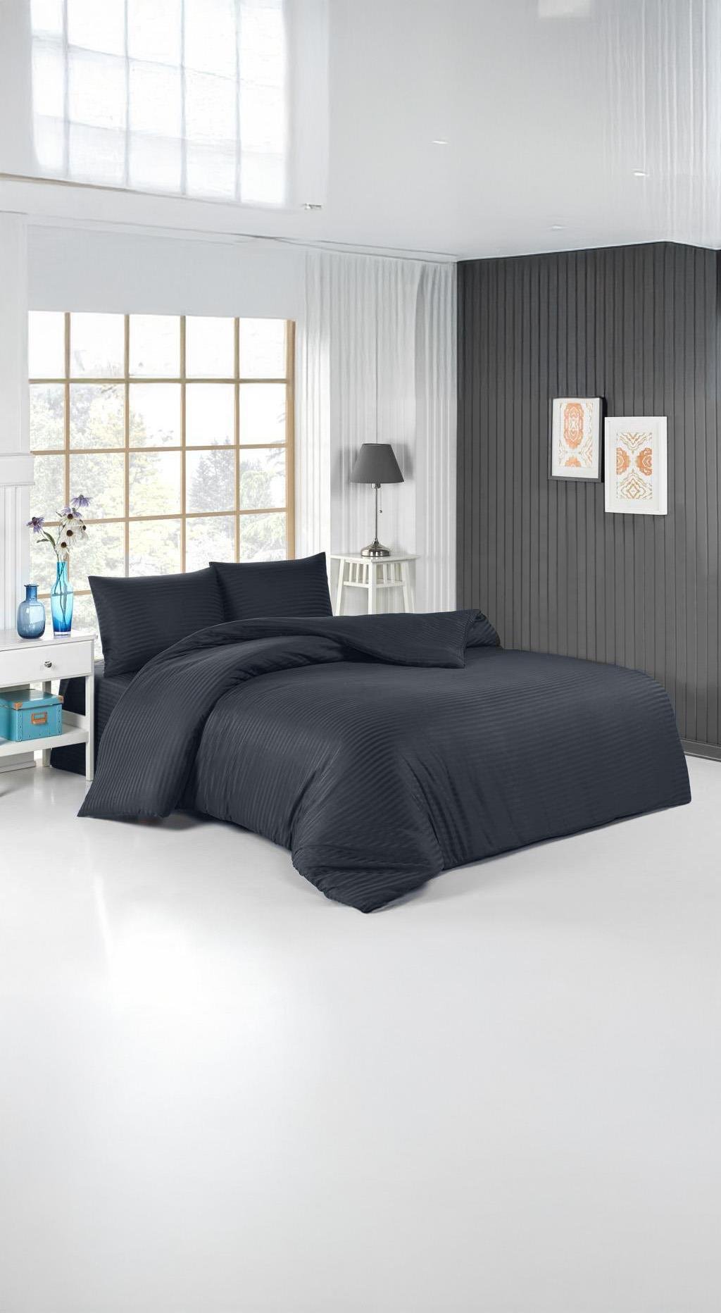 طقم غطاء لحاف مفرد من الساتان مدخن