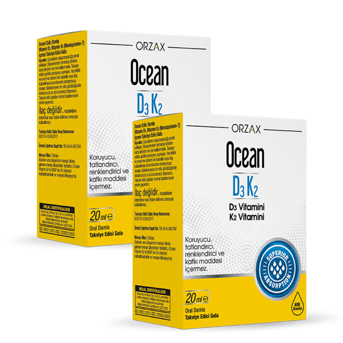 Orzax Ocean D3K2 20 ml Damla 2'li Paket