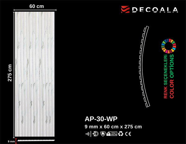 Beyaz Keçe Akustik Panel 60x275 cm