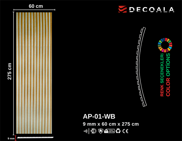 Beyaz Keçe Akustik Panel 60x275 cm