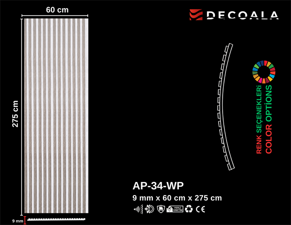 Beyaz Keçe Akustik Panel 60x275 cm