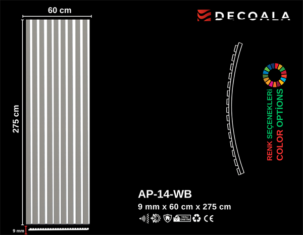 Beyaz Keçe Akustik Panel 60x275 cm