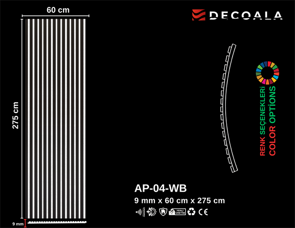 Beyaz Keçe Akustik Panel 60x275 cm