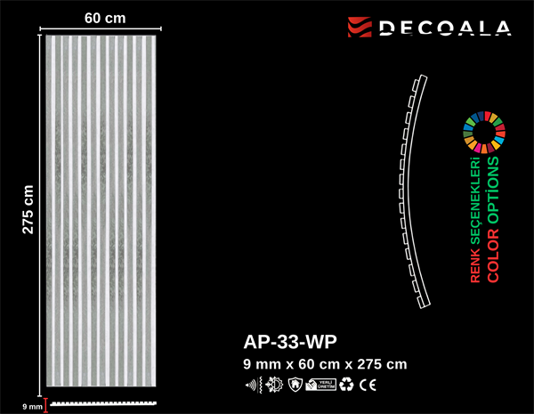 Beyaz Keçe Akustik Panel 60x275 cm