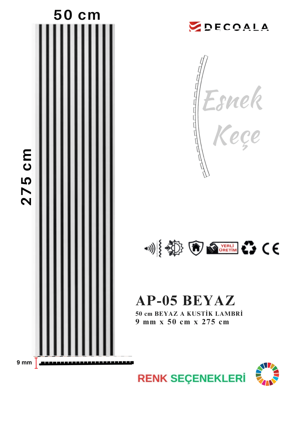  AKUSTİK DUVAR  PANELİ 50x275 cm + Ücretsiz Kargo 