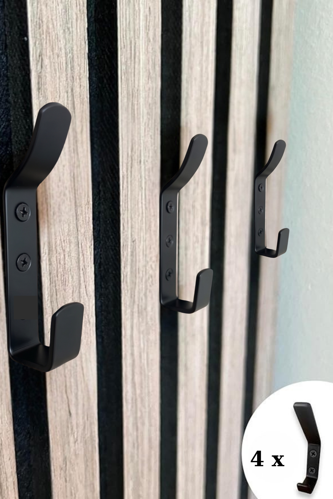 Metal Askılık - Çift Kancalı Duvar, Çıta ve Portmanto Askısı (4 Adet)
