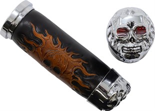 DRAG SPECIALTIES CHR SKULL ELCİK W/RED EYES KOD: DS243256