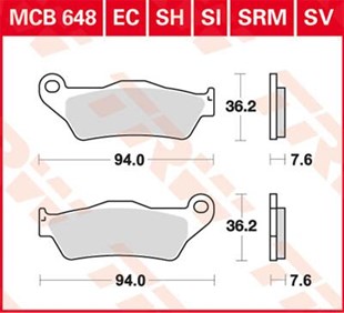 TRW BRAKE PAD - FREN BALATASI TRW MCB648 KOD:17220497