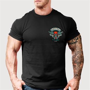 Kustom King Road Wings Sırt Baskılı Bisiklet Yaka Siyah T-Shirt