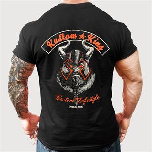 Kustom King Valhalla Sırt Baskılı Bisiklet Yaka Siyah T-Shirt