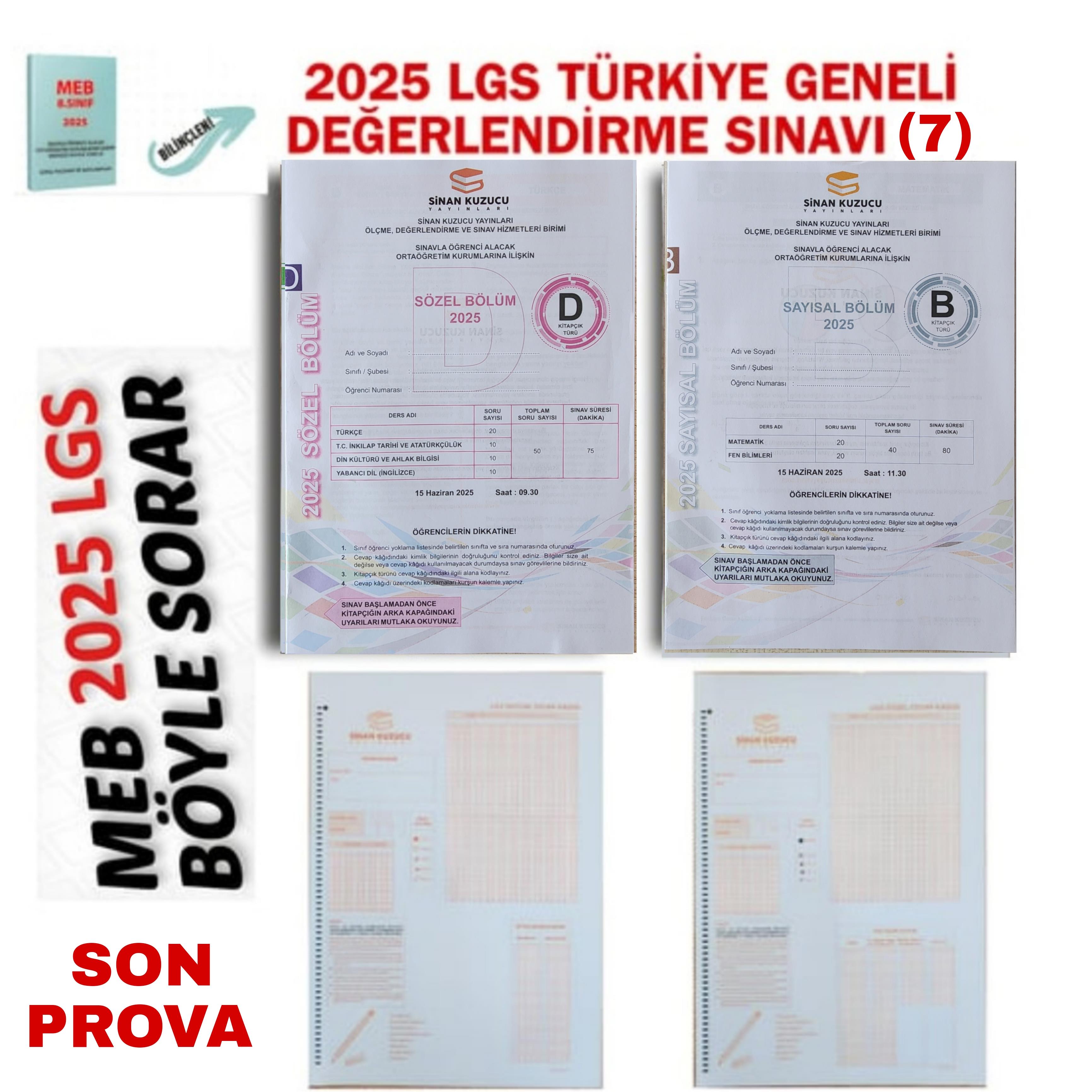 TÜRKİYE GENELİ SON PROVA LGS DENEME SINAVI - 7 ( SAYISAL + SÖZEL )