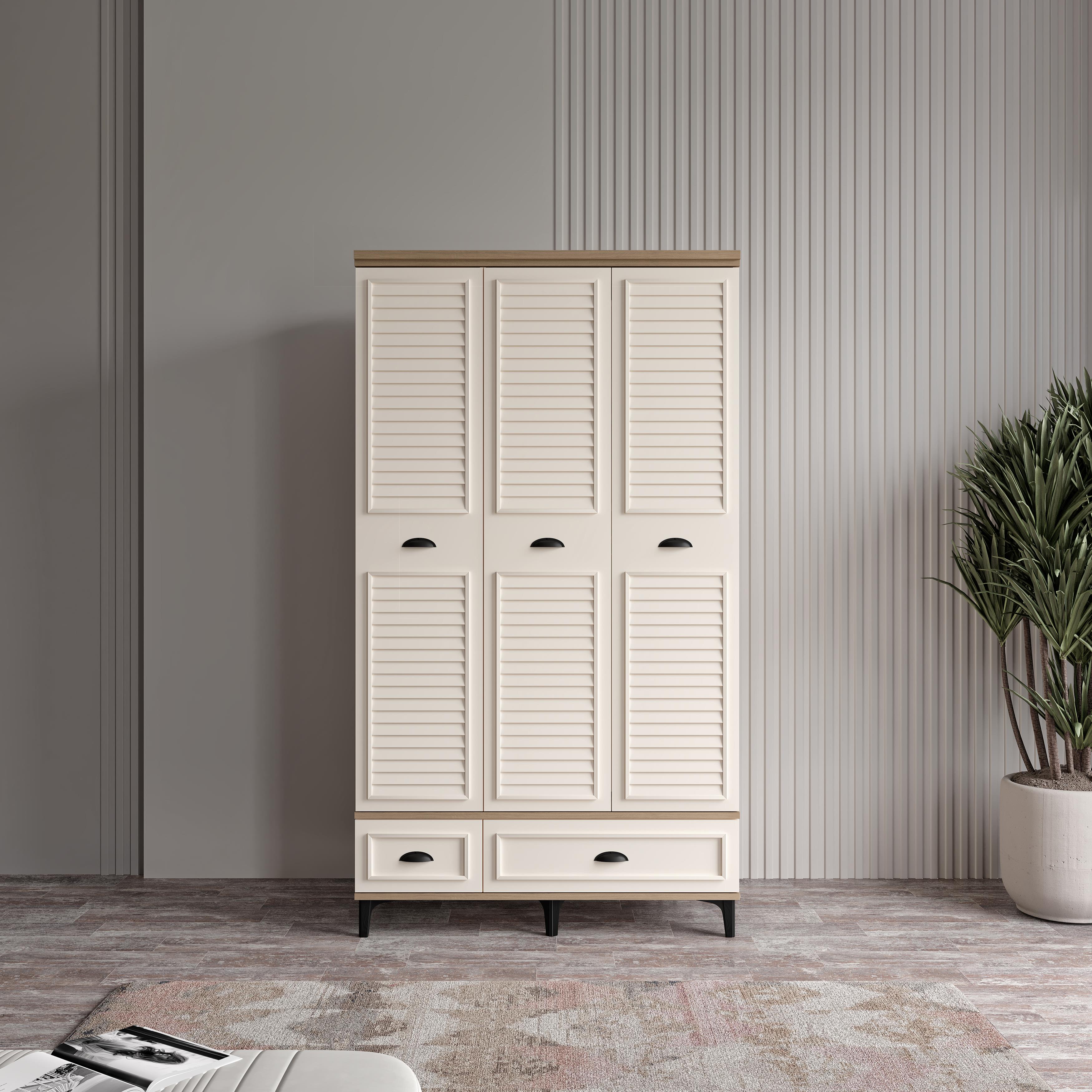  ÇAKRA 3 KAPILI DOLAP %100 MDF