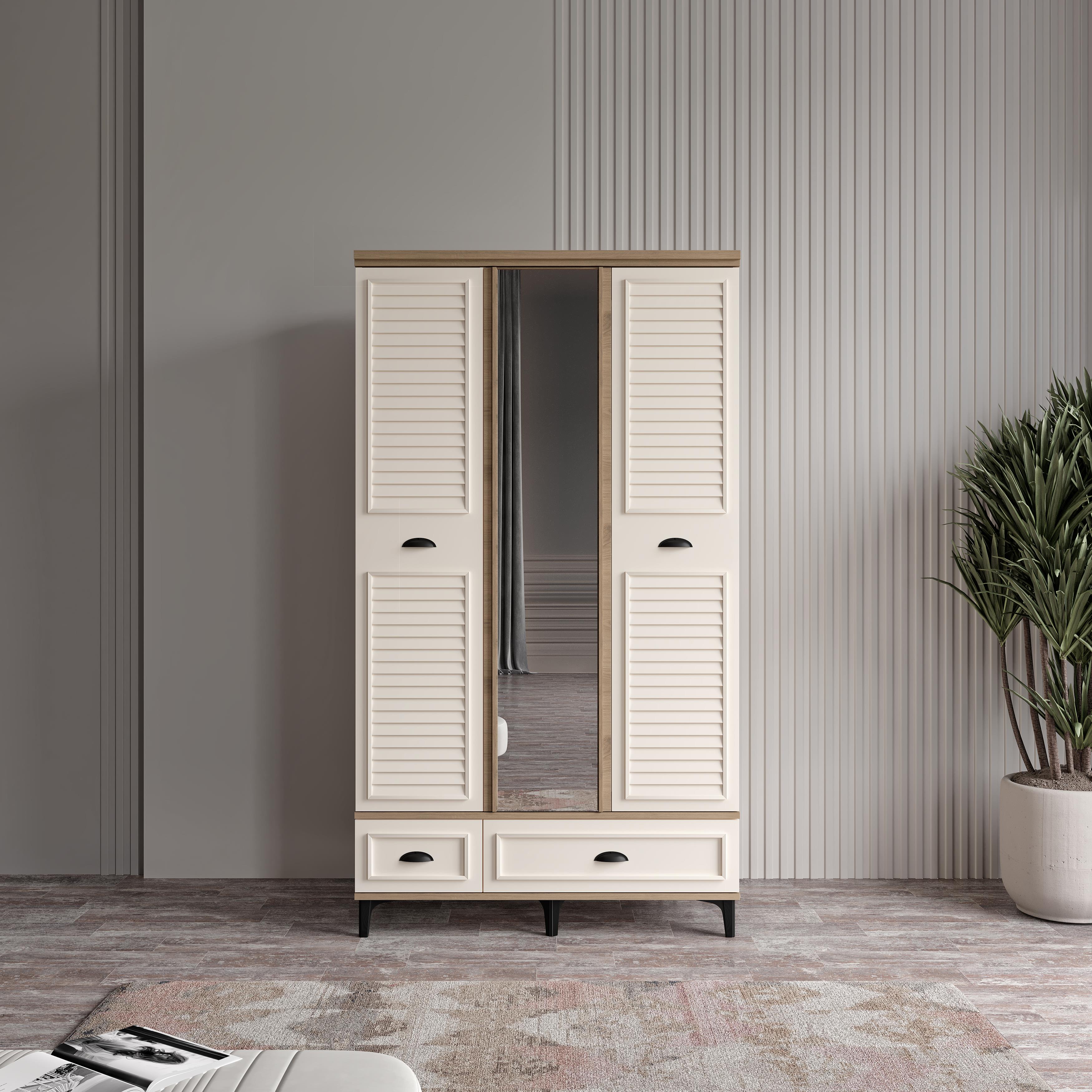  ÇAKRA 3 KAPILI DOLAP %100 MDF