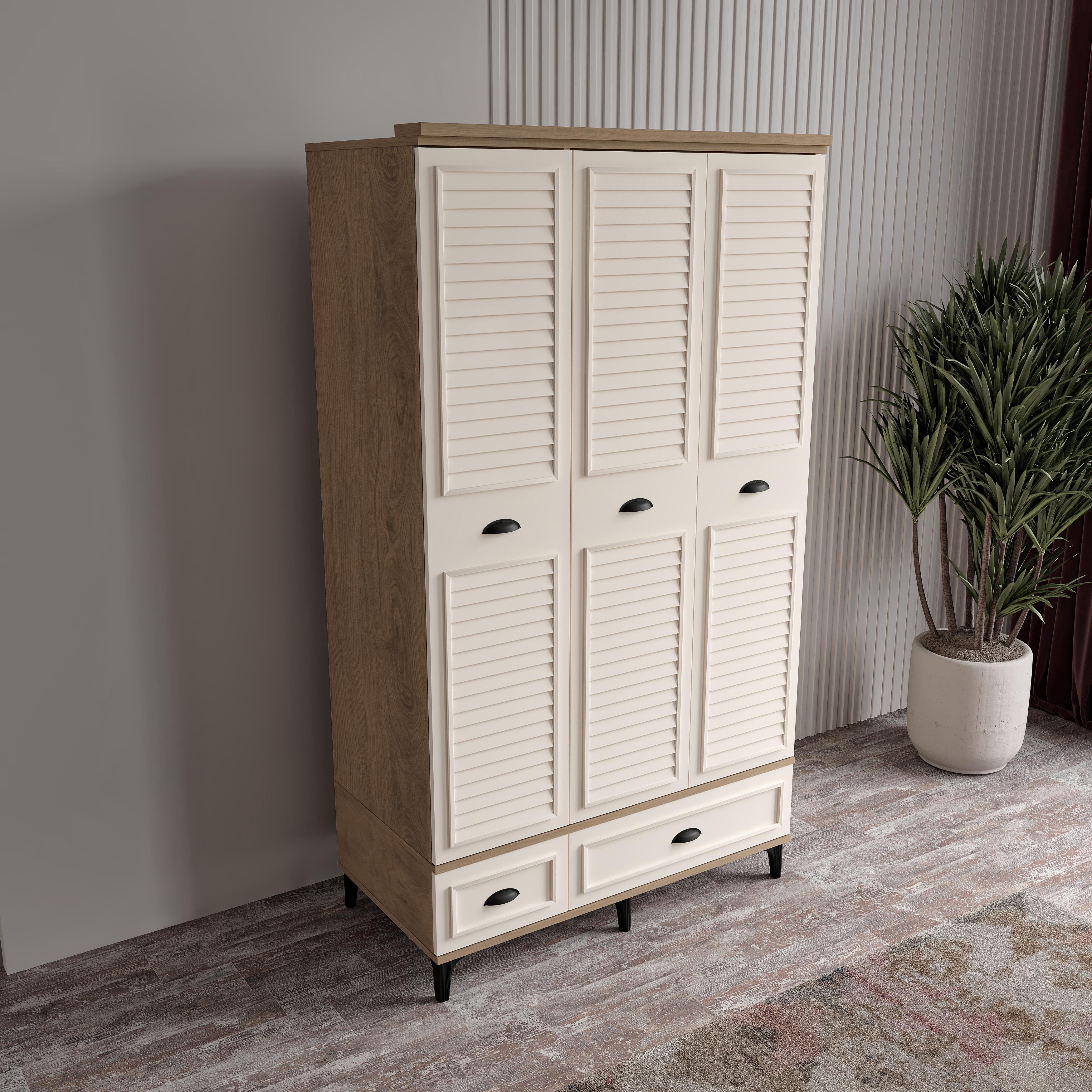  ÇAKRA 3 KAPILI DOLAP %100 MDF