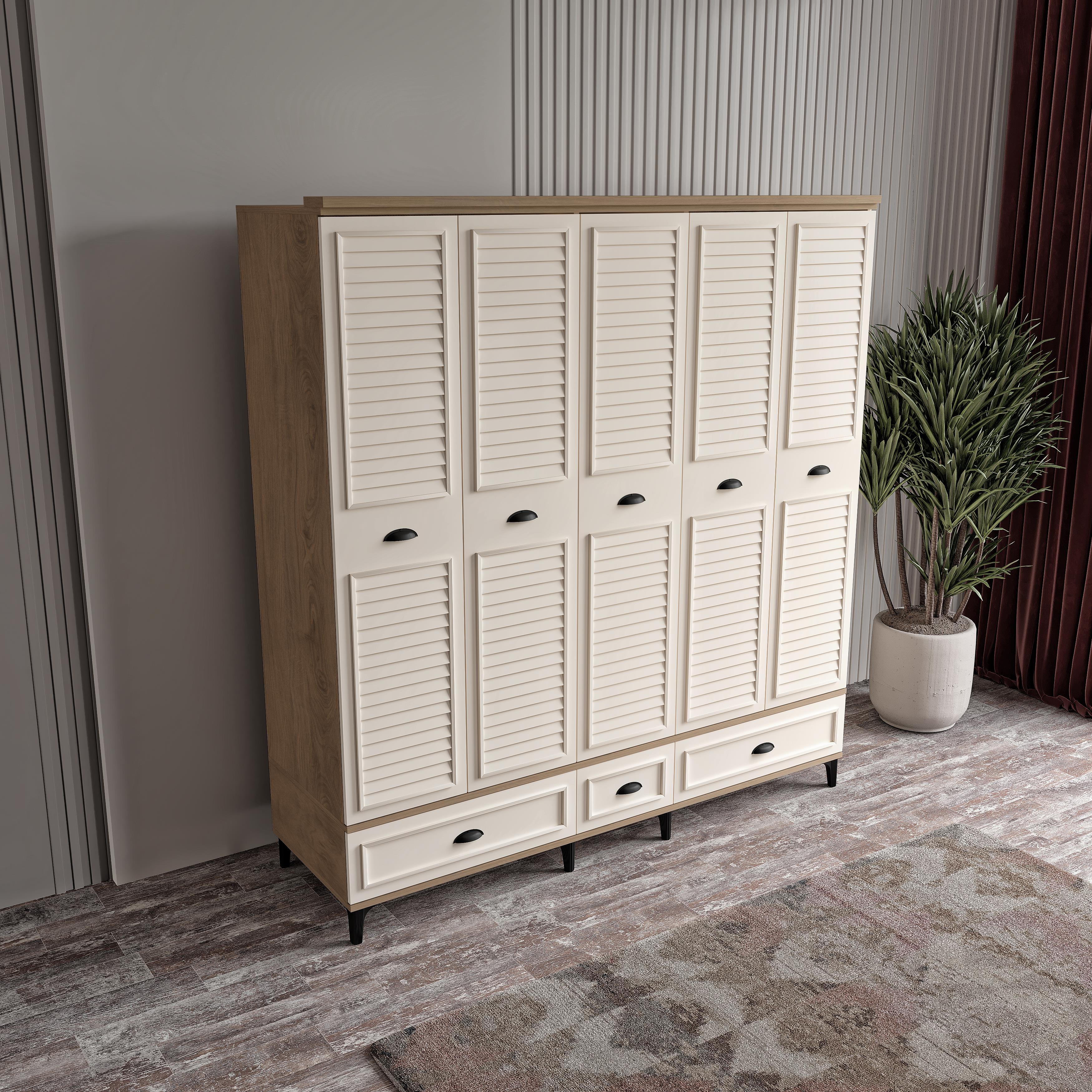  ÇAKRA 5 KAPILI DOLAP %100 MDF