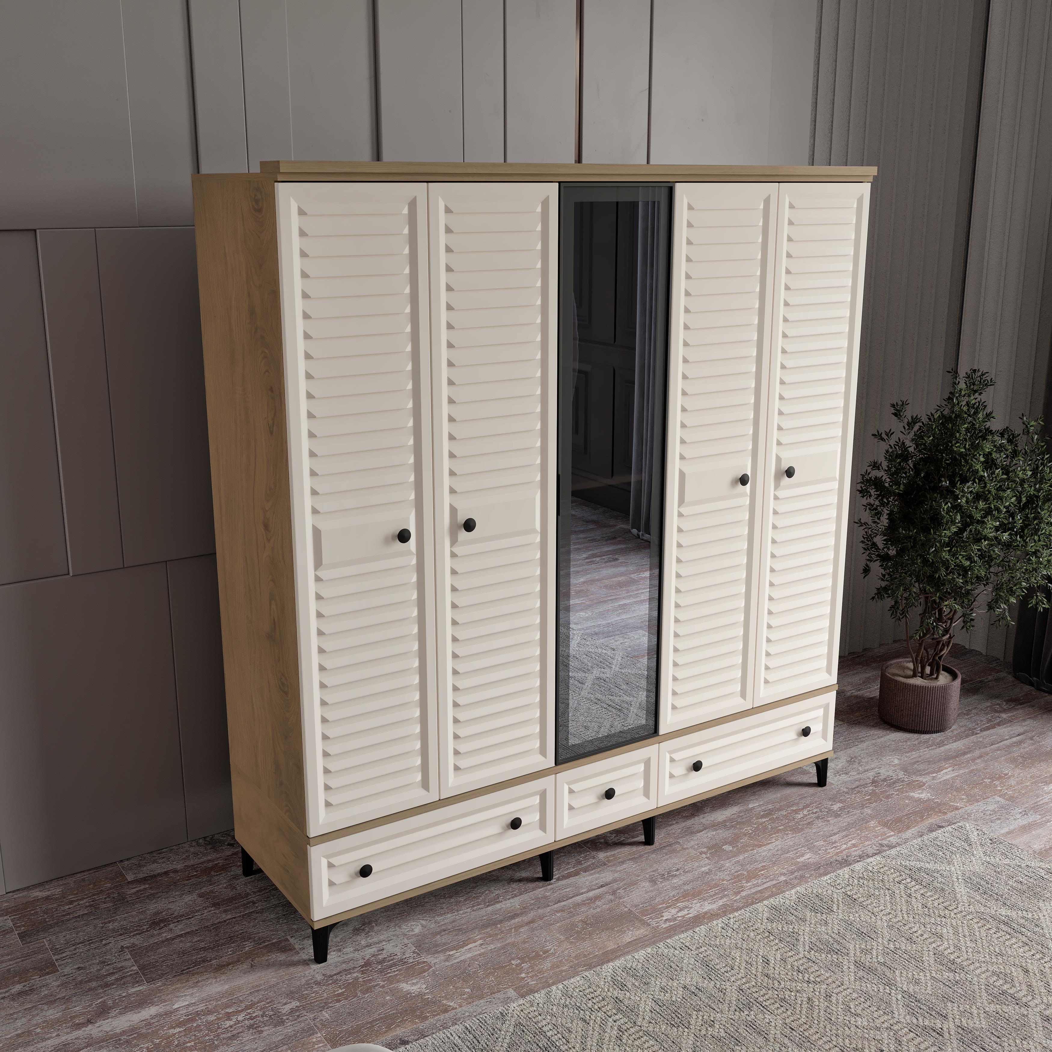  KİSRA 5 KAPILI DOLAP %100 MDF