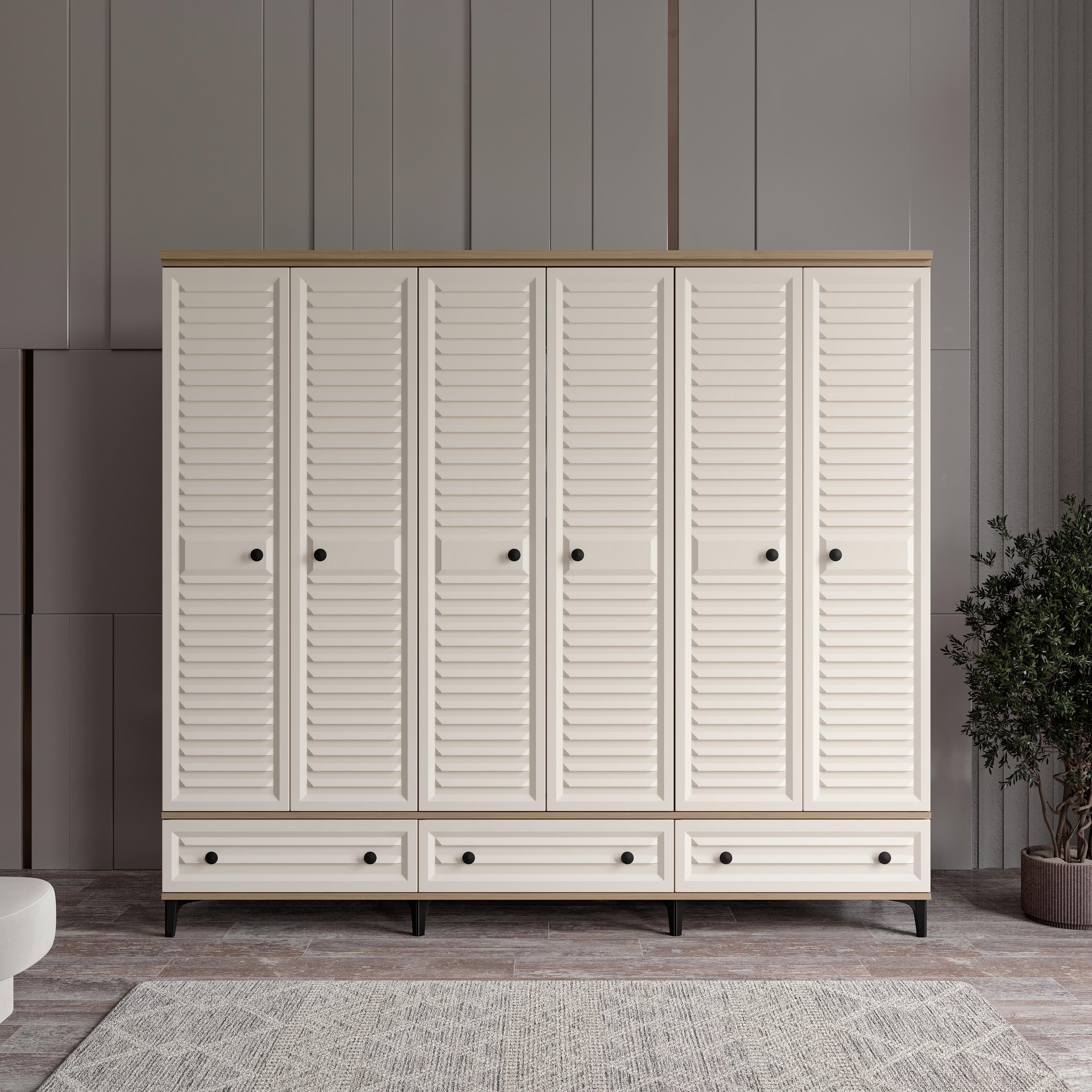 KİSRA 6 KAPILI DOLAP %100 MDF