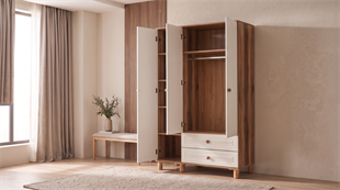 ZM-30 Ceviz Aytaşı 3 Kapılı Dolap %100 MDF