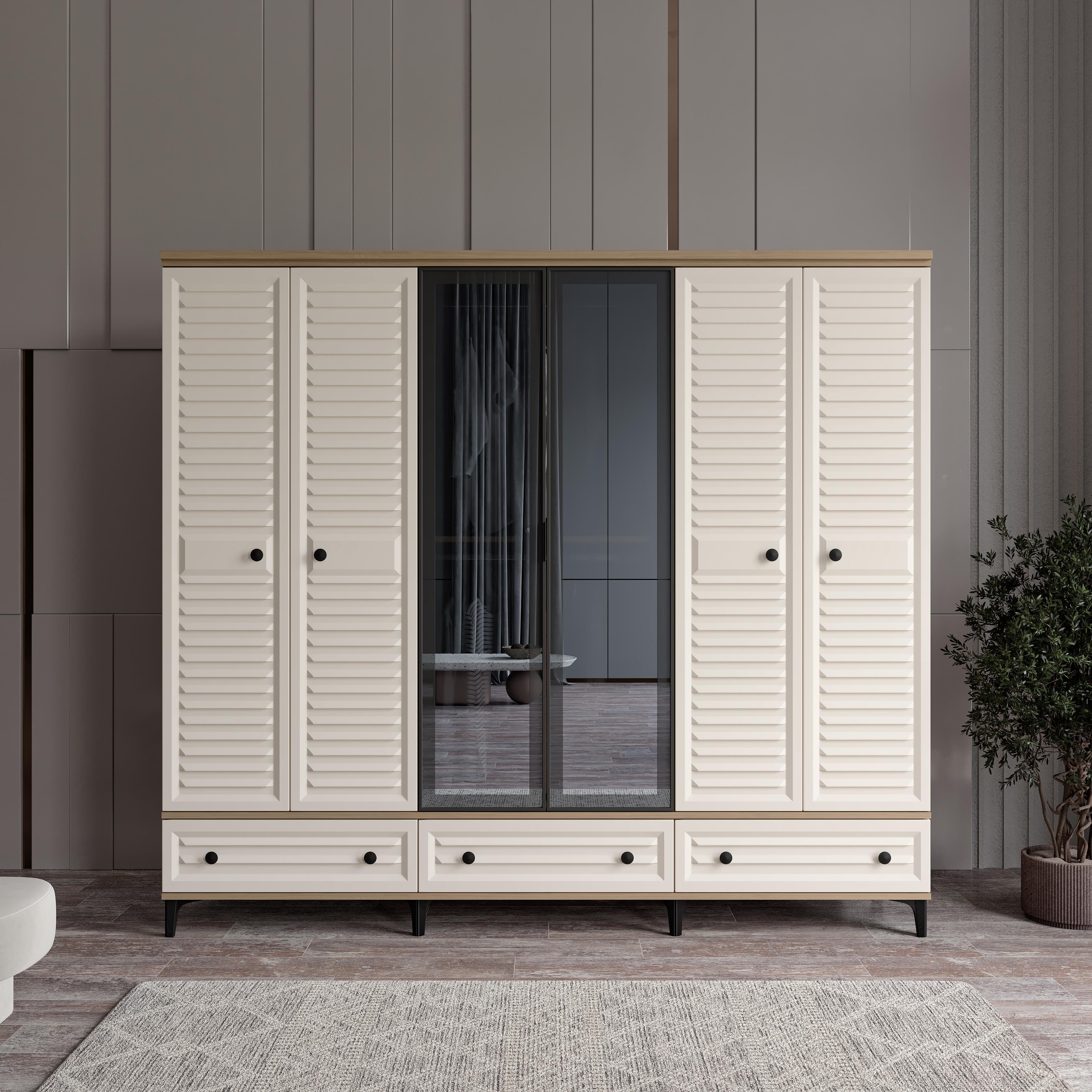  KİSRA 6 KAPILI DOLAP %100 MDF