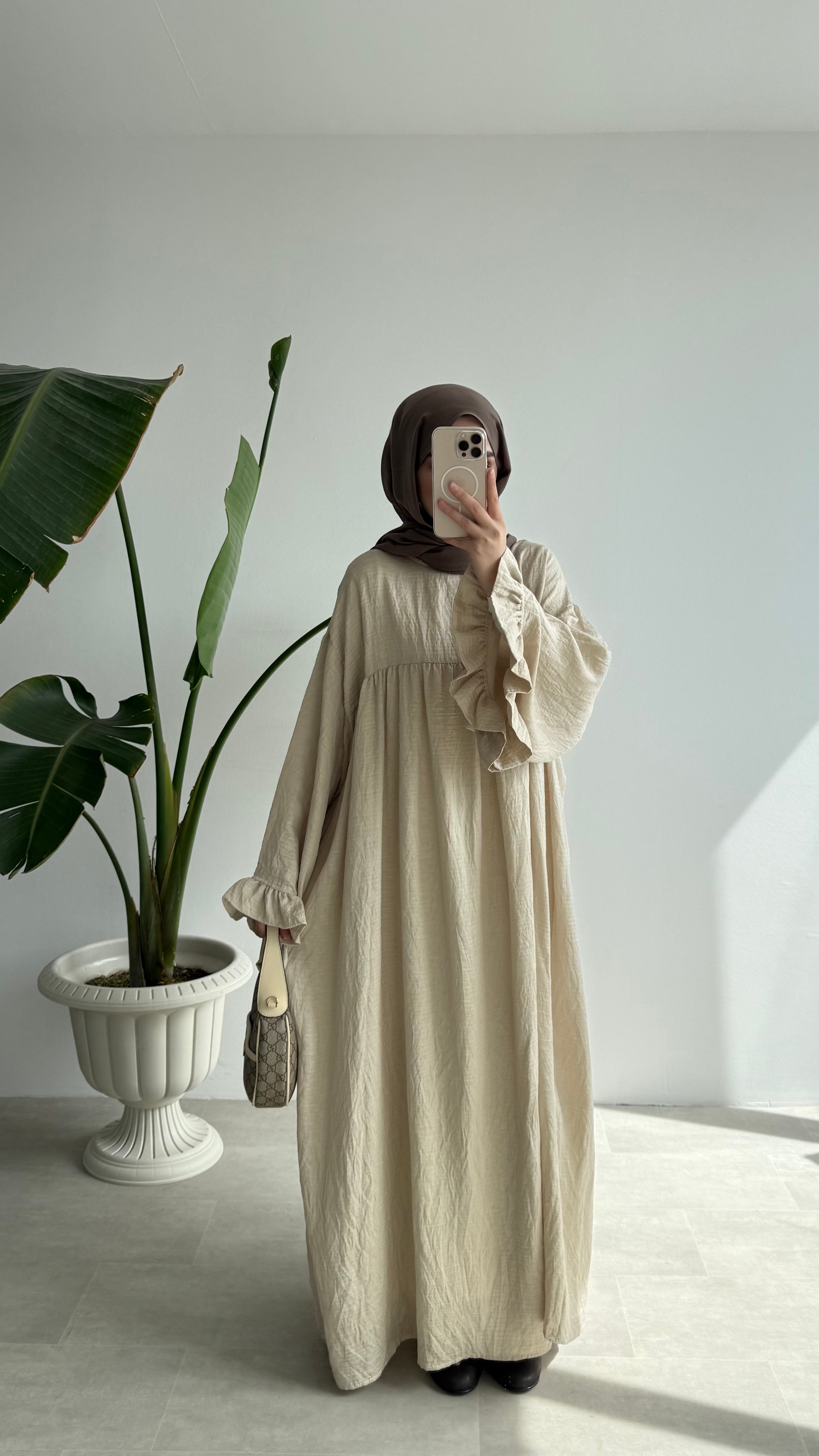 FİORE İTHAL MODAL ELBİSE - BEJ