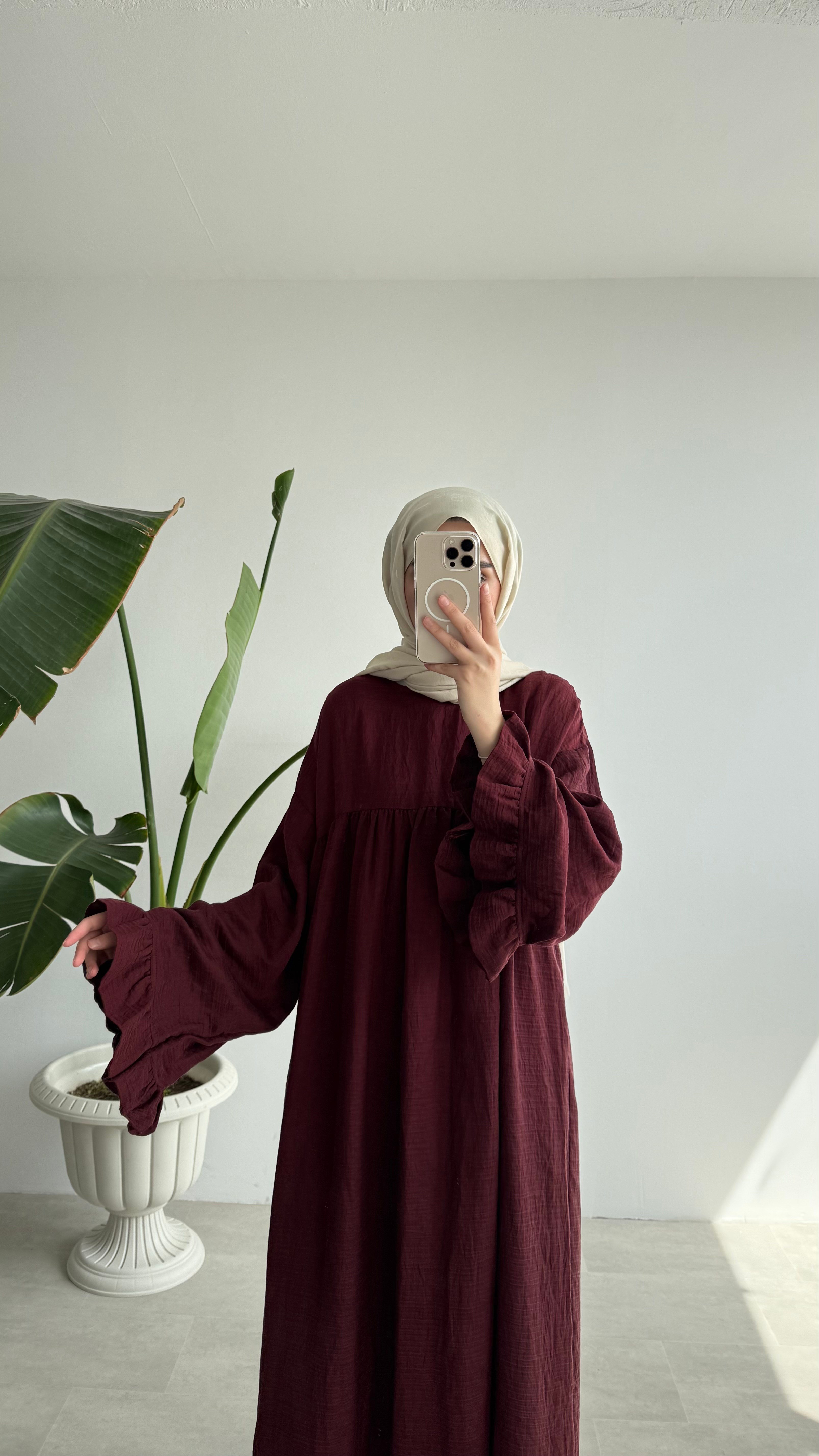 FİORE İTHAL MODAL ELBİSE - BORDO