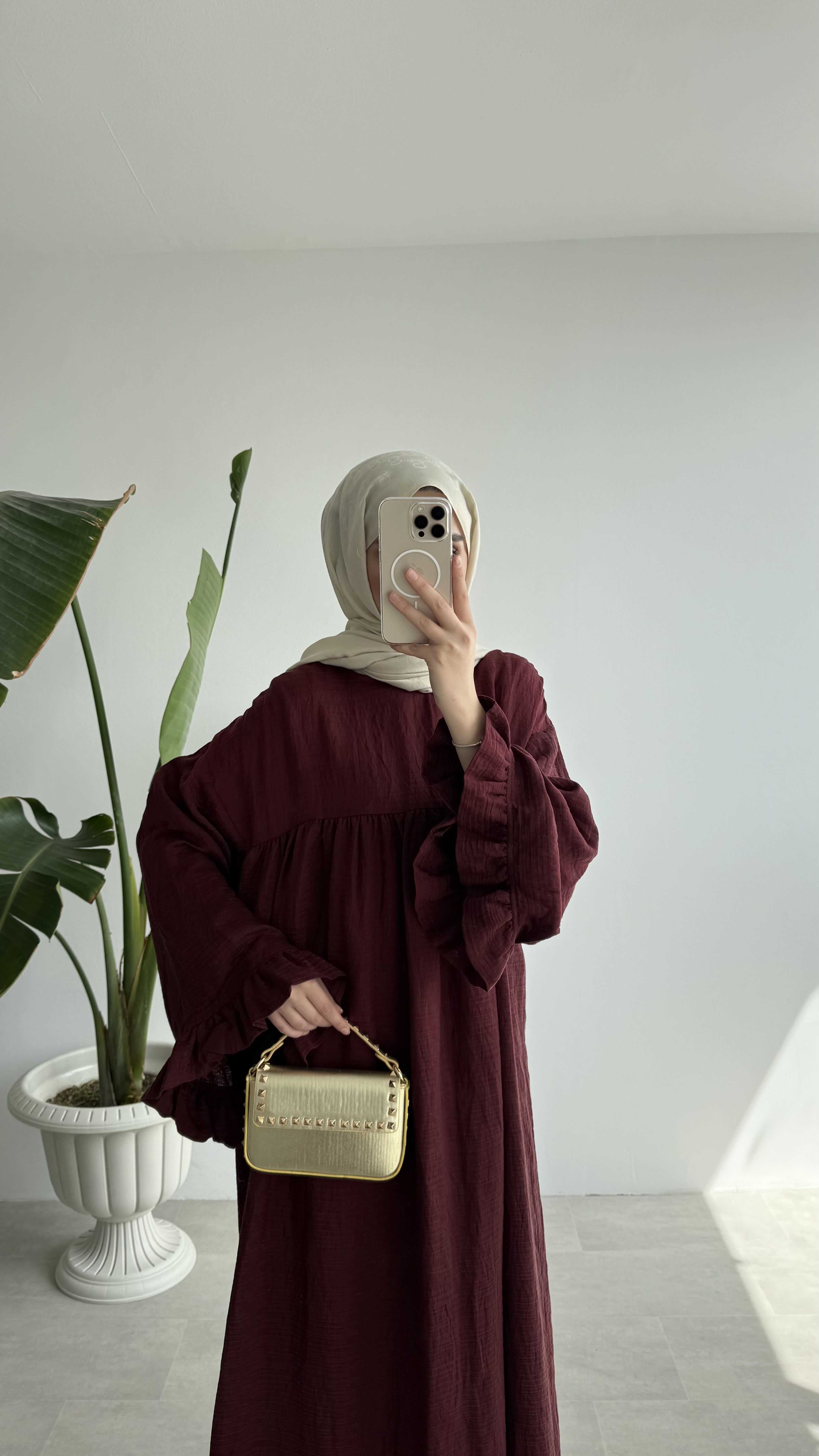 FİORE İTHAL MODAL ELBİSE - BORDO